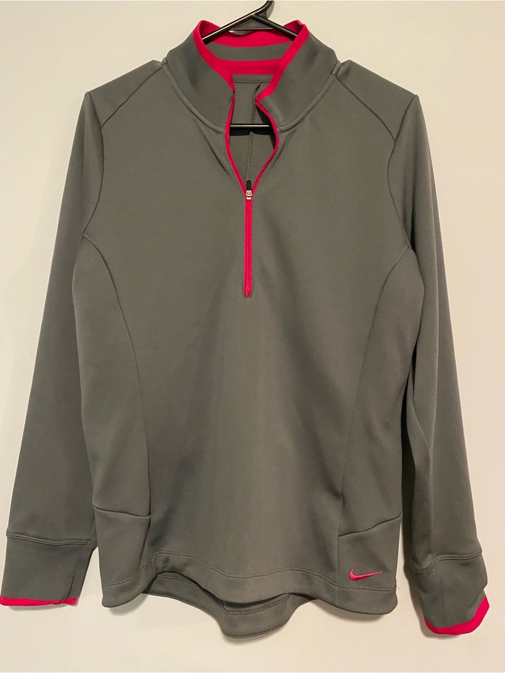 Nike Golf Dri-FIT Gray Pink 1/4 Zip Pullover Jacket Top Women's Size Large